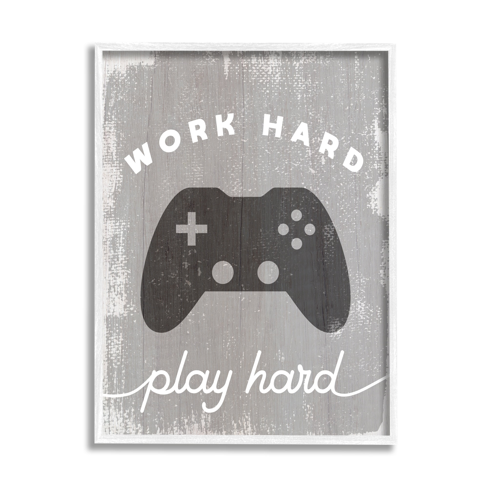 Stupell Industries Work Hard Play Hard Vintage Distressed Game Controller, 16 x 20, Design by Daphne Polselli