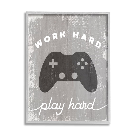 Stupell Industries Work Hard Play Hard Vintage Distressed Game Controller, 24 x 30, Design by Daphne Polselli