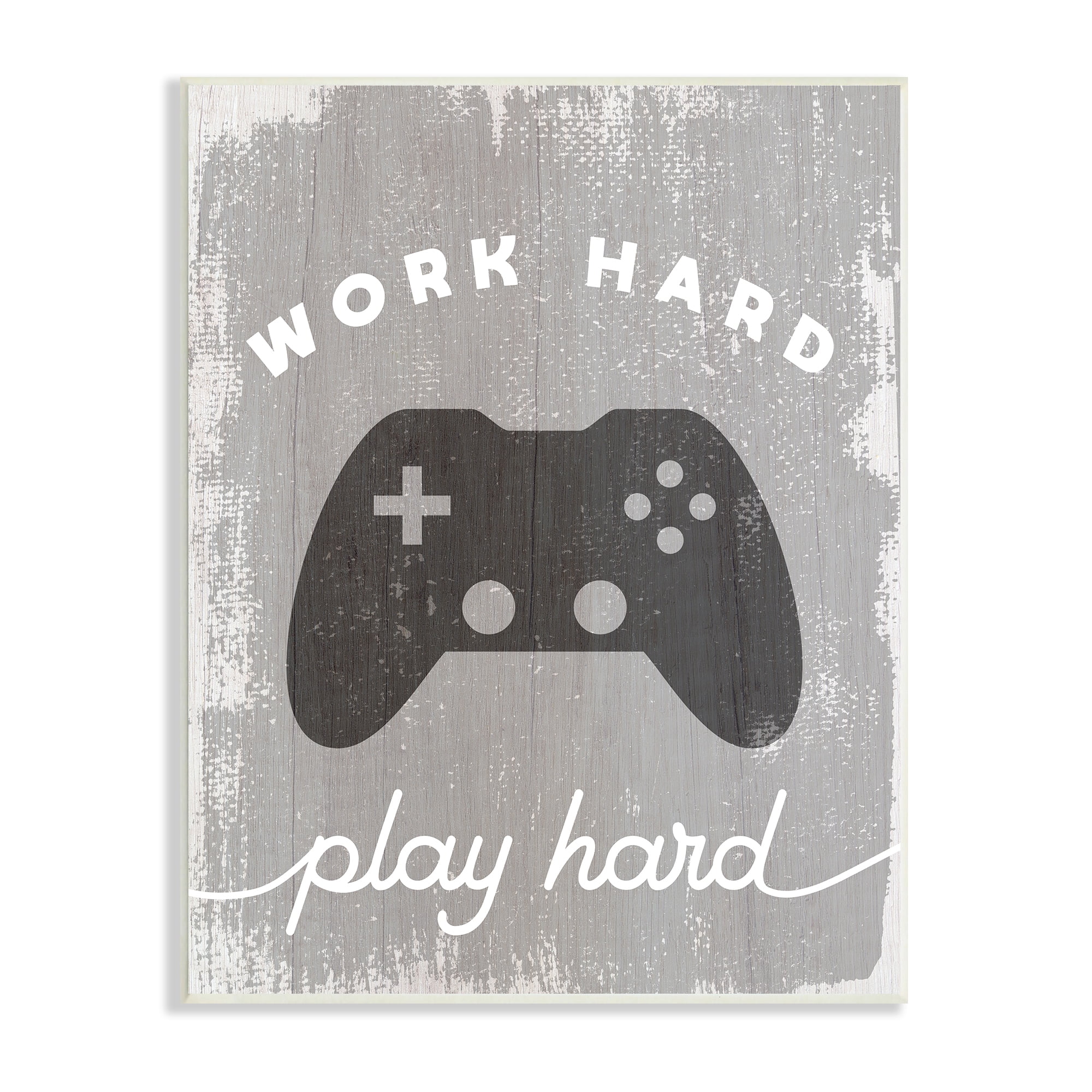 Stupell Industries Work Hard Play Hard Vintage Distressed Game Controller Beauty & Fashion Painting Unframed Art Print Wall Art, 13 x 19