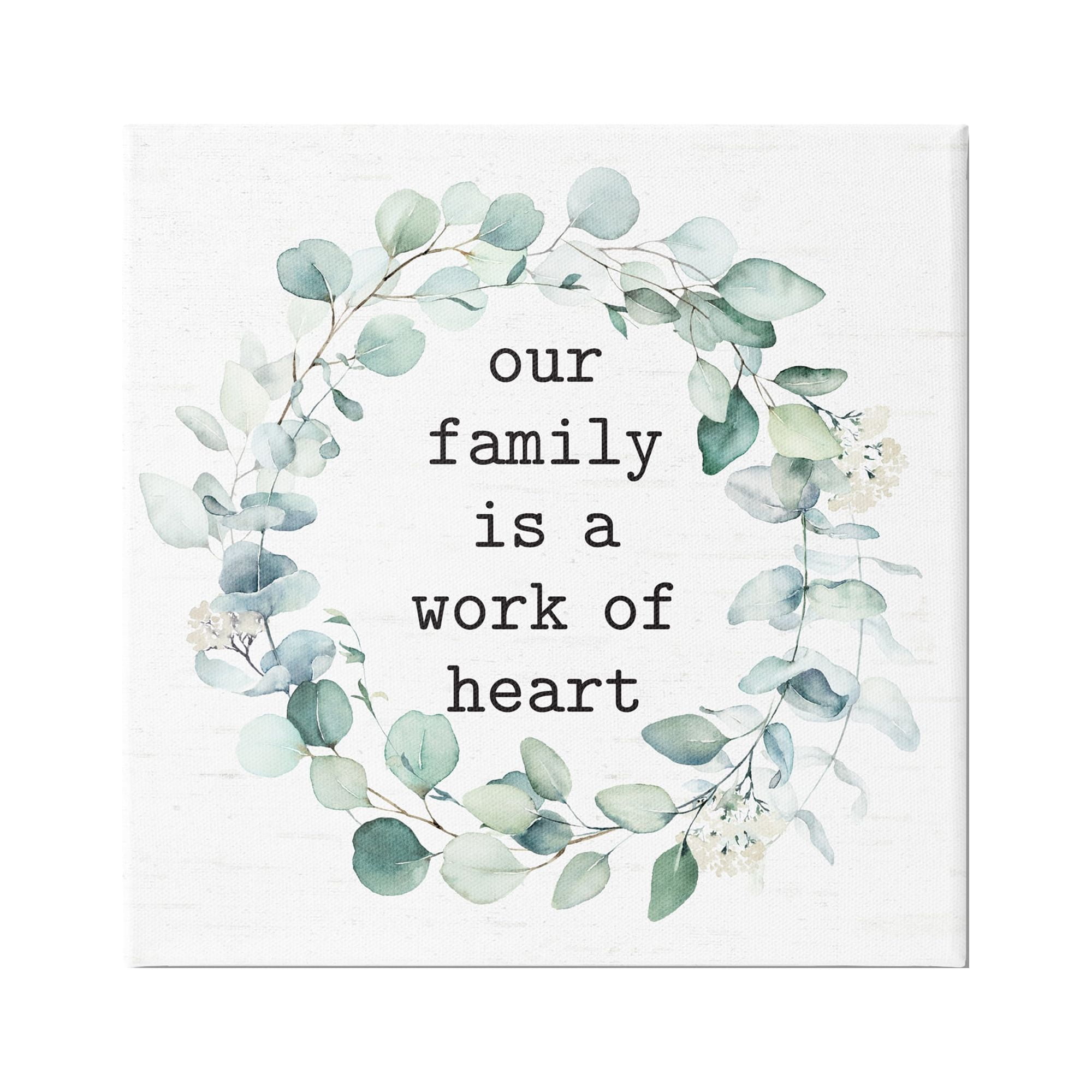Stupell Industries Work Of Heart Family Phrase Botanical Blooms Wreath Graphic Art Gallery Wrapped Canvas Print Wall Art, Design by Lettered and Lined