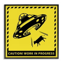 Stupell Industries Work In Progress UFO Novelty & Humor Painting Black Framed Art Print Wall Art, 12 x 12