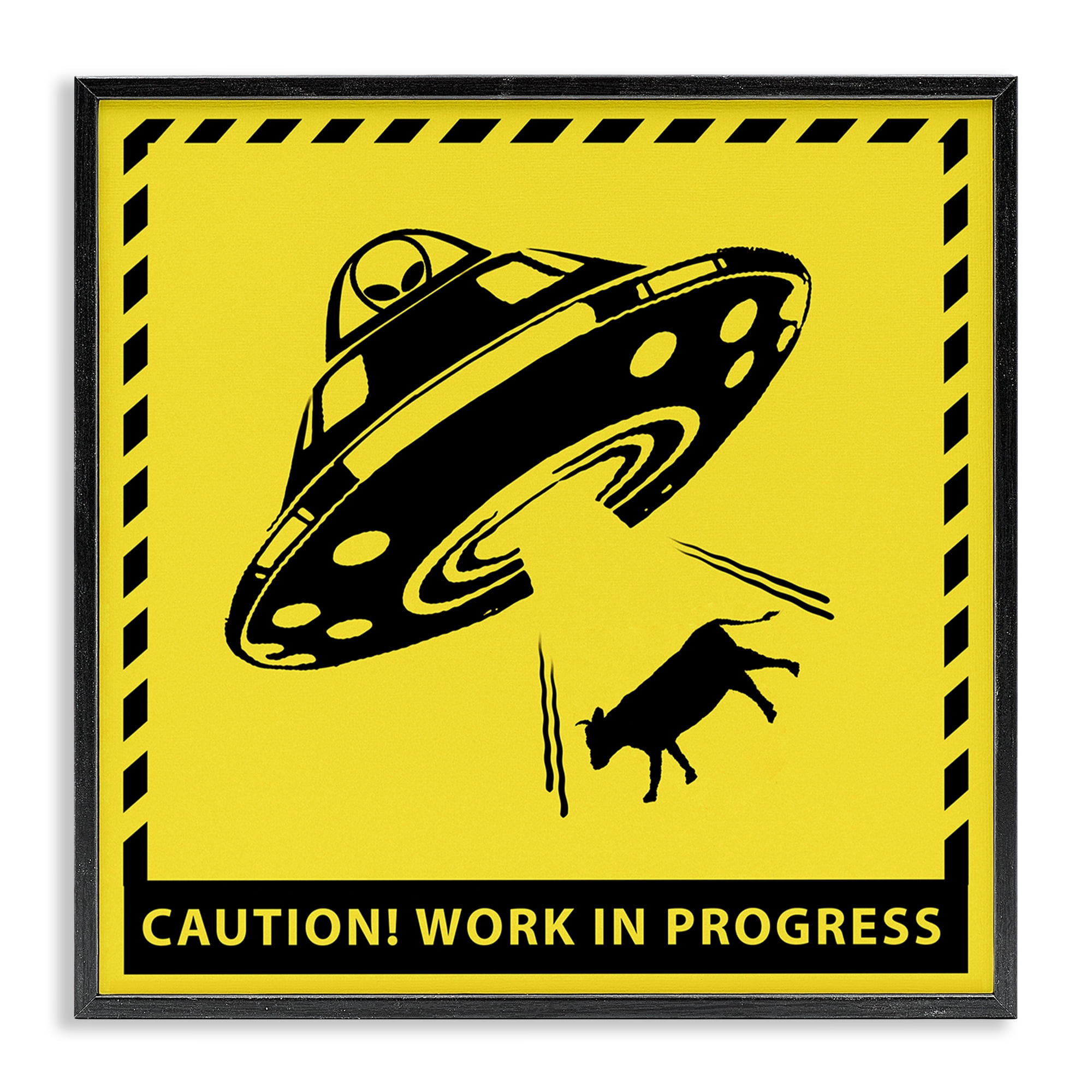 Stupell Industries Work In Progress UFO Novelty & Humor Painting Black Framed Art Print Wall Art, 17 x 17