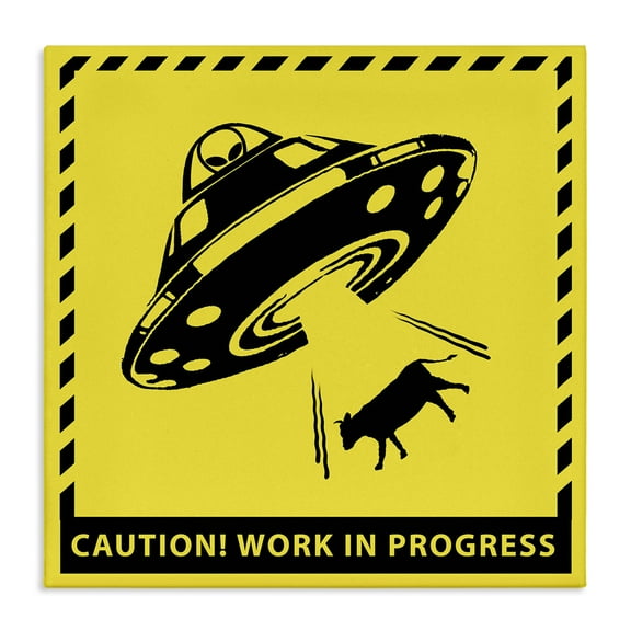 Stupell Industries Work In Progress UFO Novelty & Humor Painting Wrapped Canvas Art Print Wall Art, 17 x 17
