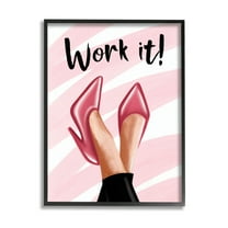 Stupell Industries Work It Fashion Heels Graphic Art Black Framed Art Print Wall Art, Design by Elizabeth Tyndall