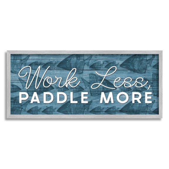 Stupell Industries Work Less Paddle More Fish Patterned Background ,24 x 10, Design by Yass Naffas Designs