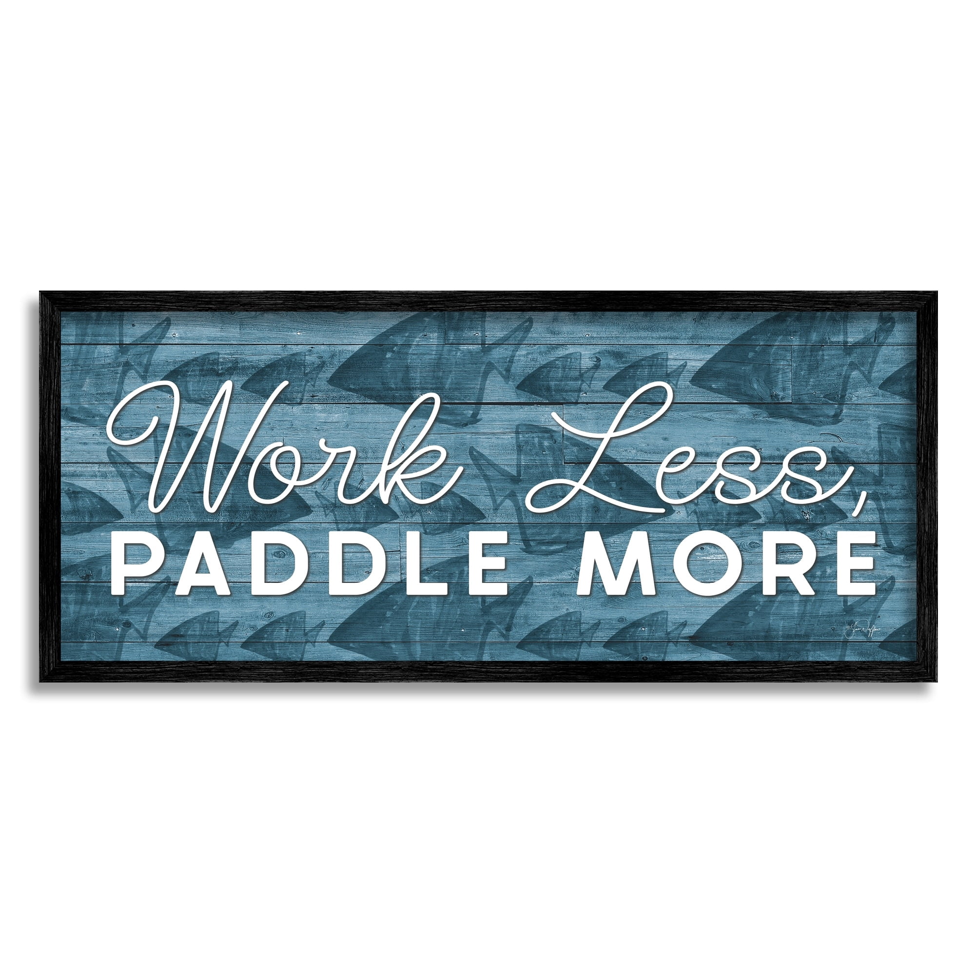 Stupell Industries Work Less Paddle More Fish Patterned Background ,24 x 10, Design by Yass Naffas Designs