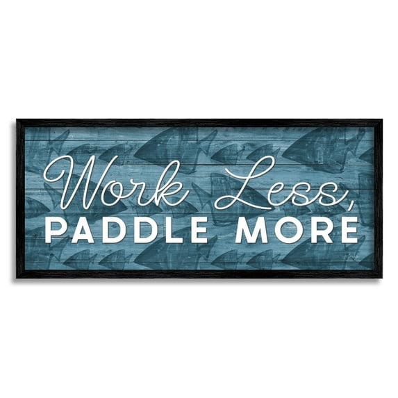 Stupell Industries Work Less Paddle More Fish Patterned Background ,24 x 10, Design by Yass Naffas Designs