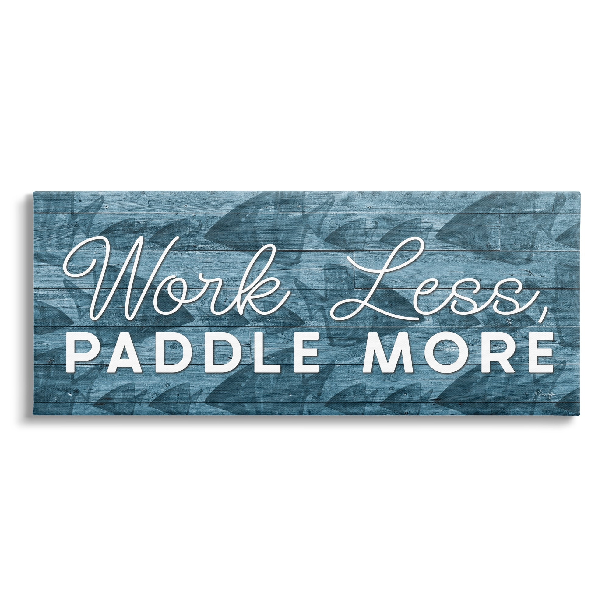 Stupell Industries Work Less Paddle More Fish Patterned Background ,48 x 20, Design by Yass Naffas Designs