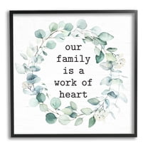 Stupell Industries Work Of Heart Family Phrase Botanical Blooms Wreath Graphic Art Black Framed Art Print Wall Art, Design by Lettered and Lined