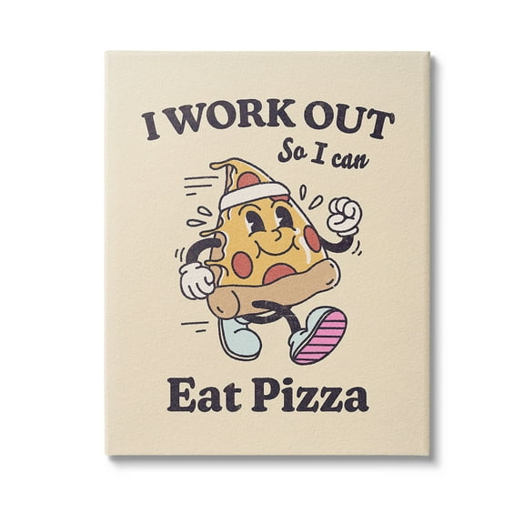 Stupell Industries Work Out To Eat Pizza Food & Beverage Painting Gallery Wrapped Canvas Art Print Wall Art, 16 x 20
