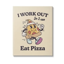 Stupell Industries Work Out To Eat Pizza Food & Beverage Painting Gallery Wrapped Canvas Art Print Wall Art, 16 x 20