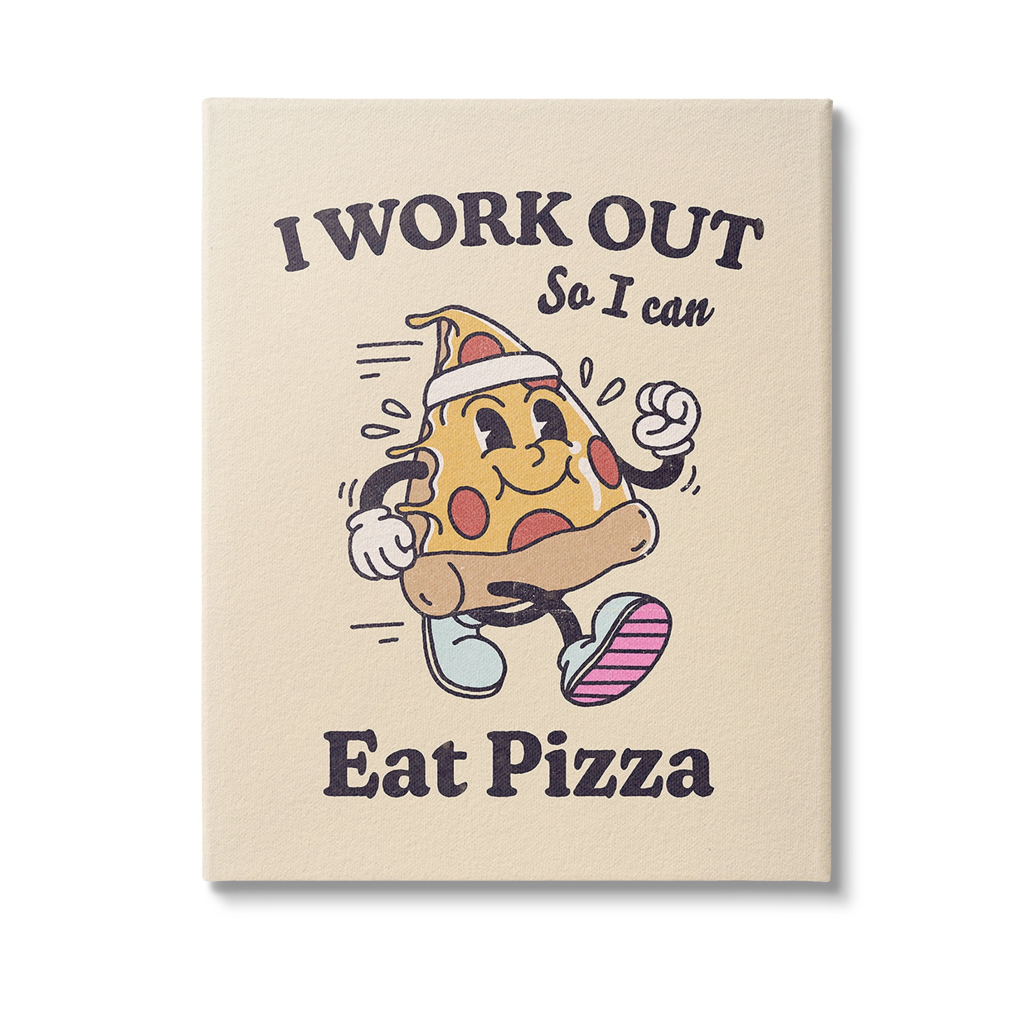 Stupell Industries Work Out To Eat Pizza Food & Beverage Painting Gallery Wrapped Canvas Art Print Wall Art, 24 x 30