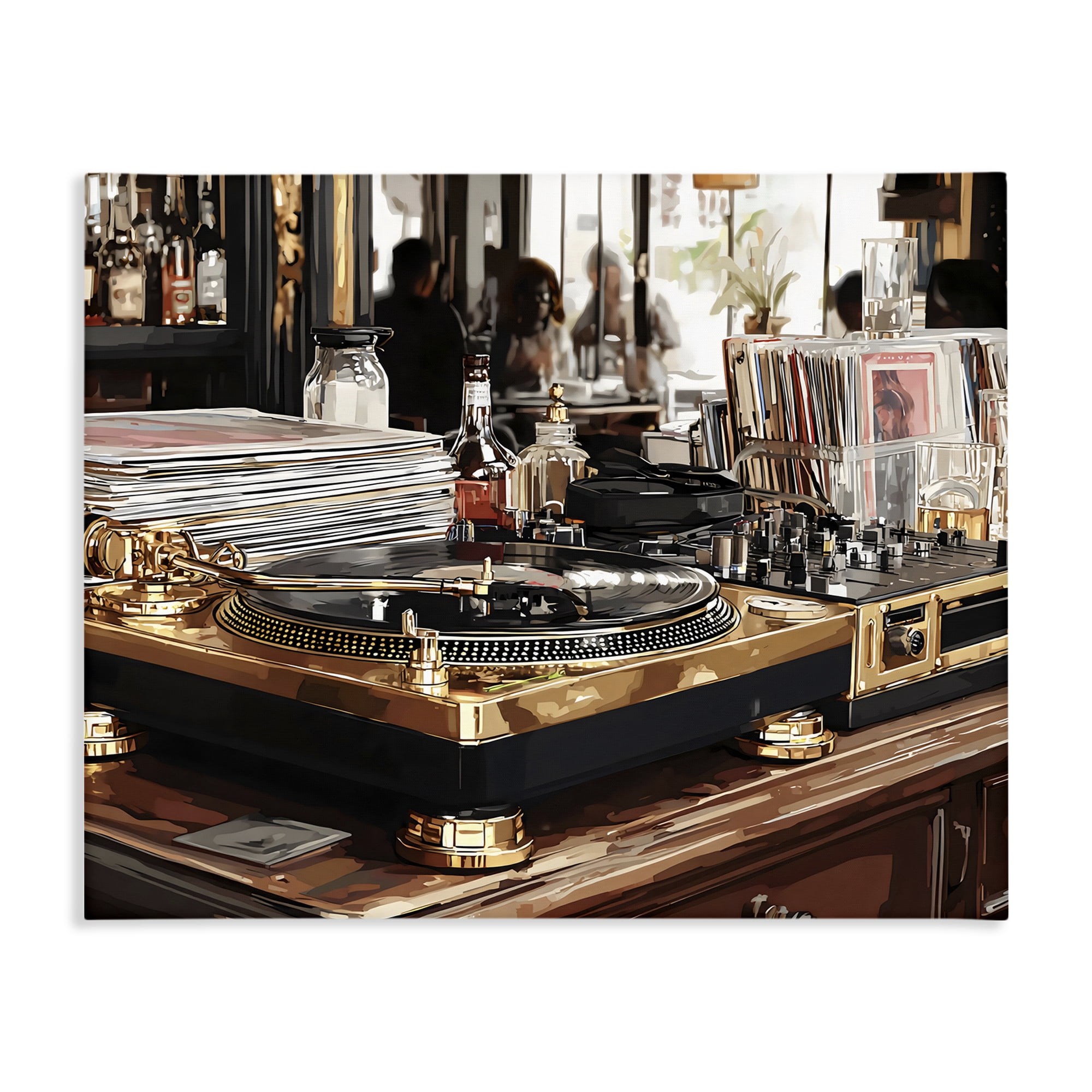 Stupell Industries Work Place Vintage Gold Turntable Canvas Wall Art, design by Franklyn Gregory