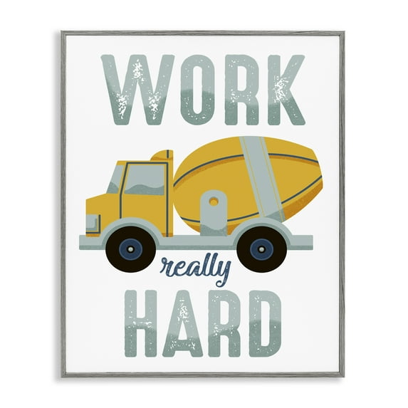 Stupell Industries Work Really Hard Phrase Transportation Painting Gray Framed Art Print Wall Art, 11 x 14