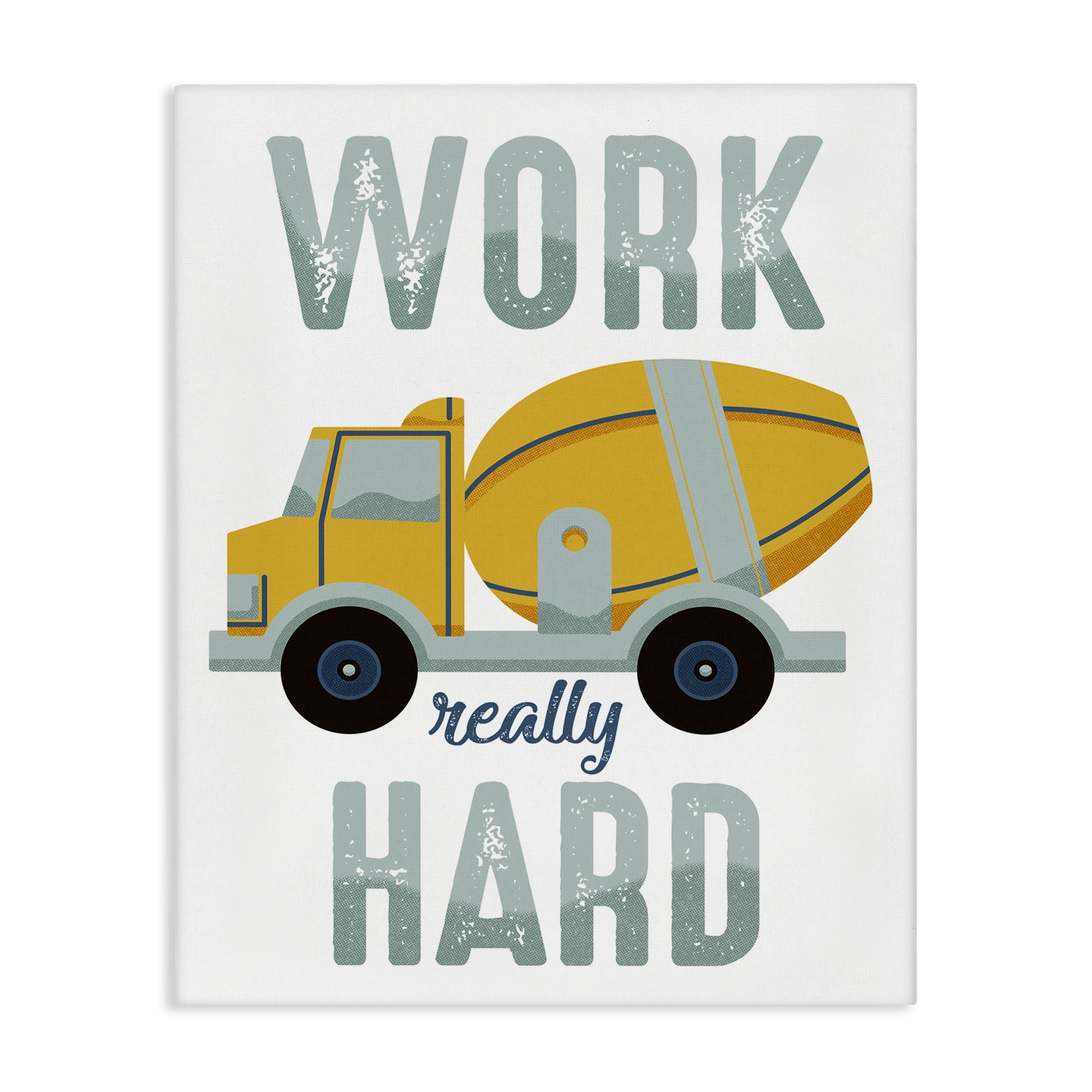 Stupell Industries Work Really Hard Phrase Transportation Painting Wrapped Canvas Art Print Wall Art, 24 x 30
