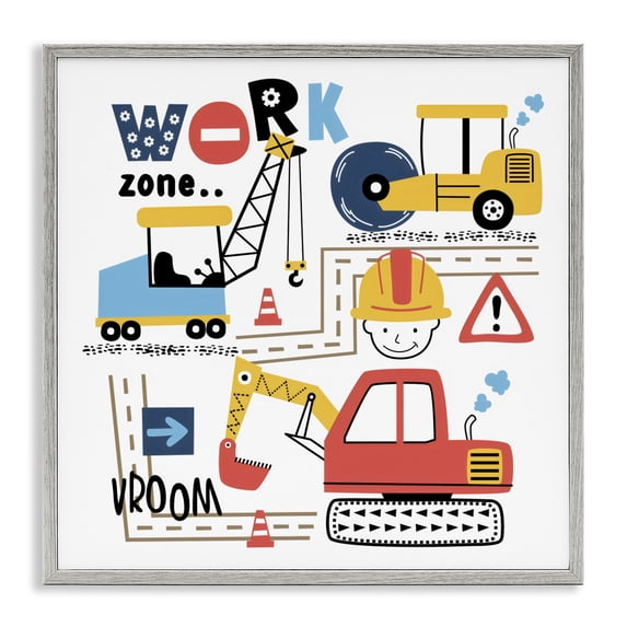 Stupell Industries Eclectic Work Zone Construction Essentials Gray Framed Giclee Art, 17 x 17, by Creative Studio