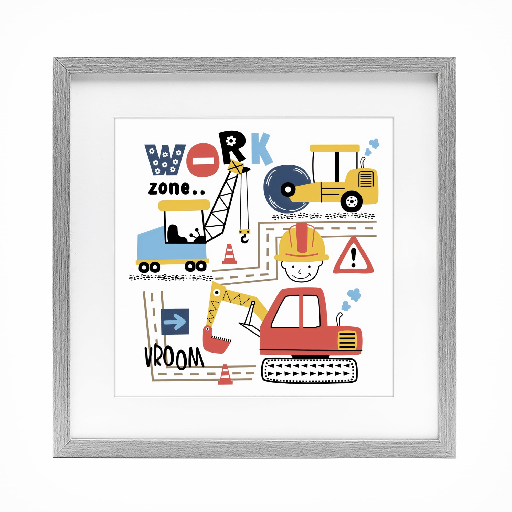 Stupell Industries Work Zone Construction Essentials Gray Framed Print Under Glass, design by Creative Studio