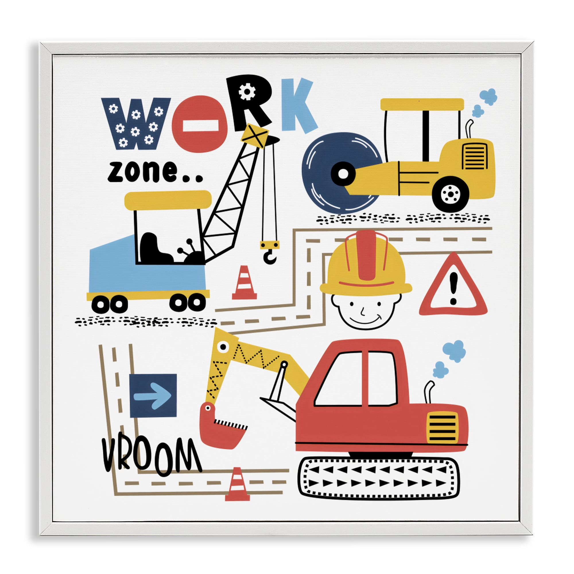 Stupell Industries Work Zone Construction Essentials White Framed Giclee Art, design by Creative Studio