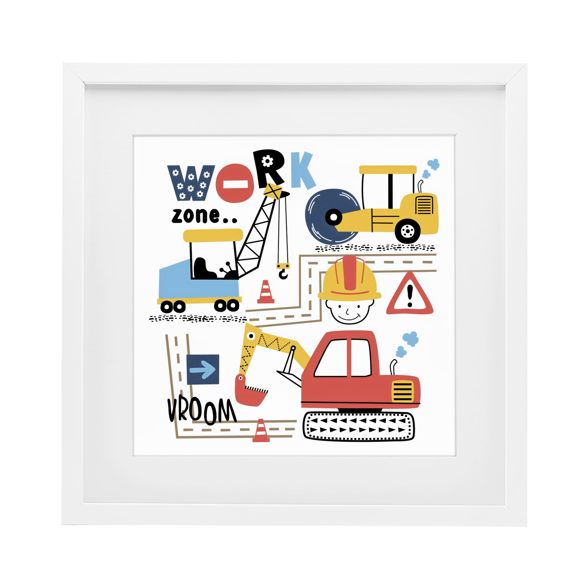 Stupell Industries Work Zone Construction Essentials White Framed Print Under Glass, design by Creative Studio