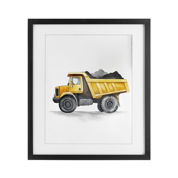 Stupell Industries Working Trucks Dump Vehicle Black Framed Print Under Glass, design by Christine Simpson Art