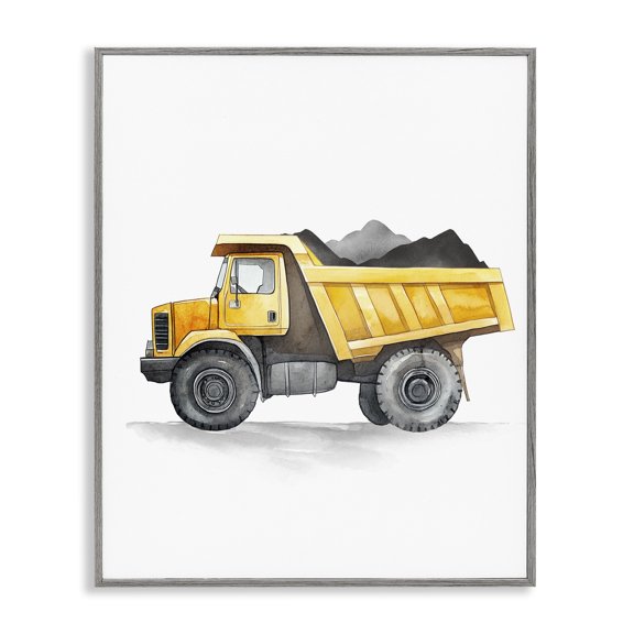 Stupell Industries Working Trucks Dump Vehicle Gray Framed Giclee Art, design by Christine Simpson Art
