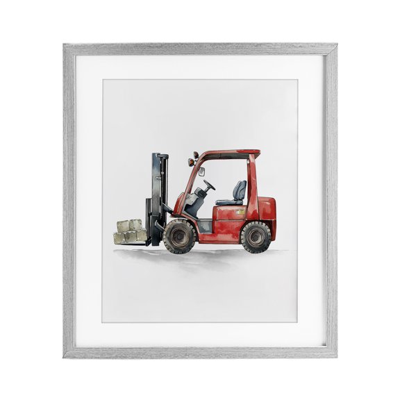 Stupell Industries Working Trucks Forklift Gray Framed Print Under Glass, design by Christine Simpson Art