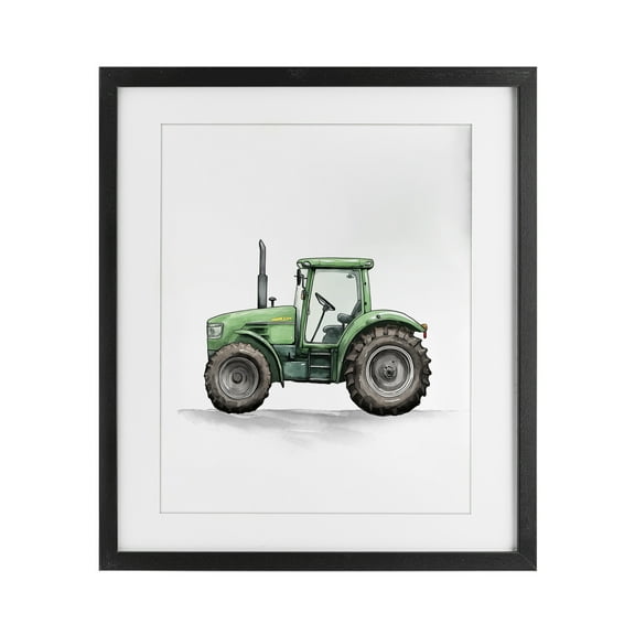 Stupell Industries Working Trucks Green Tractor Black Framed Print Under Glass, design by Christine Simpson Art