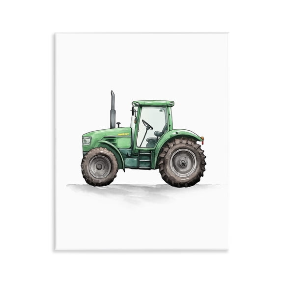 Stupell Industries Working Trucks Green Tractor Transportation Painting Unframed Art Print Wall Art, 11 x 14