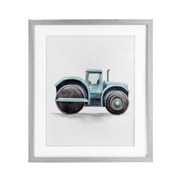 Stupell Industries Working Trucks Tractor Gray Framed Print Under Glass, design by Christine Simpson Art