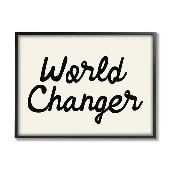 Stupell Industries World Changer Casual Cursive Calligraphy Words Sign Graphic Art Black Framed Art Print Wall Art, Design by Daphne Polselli