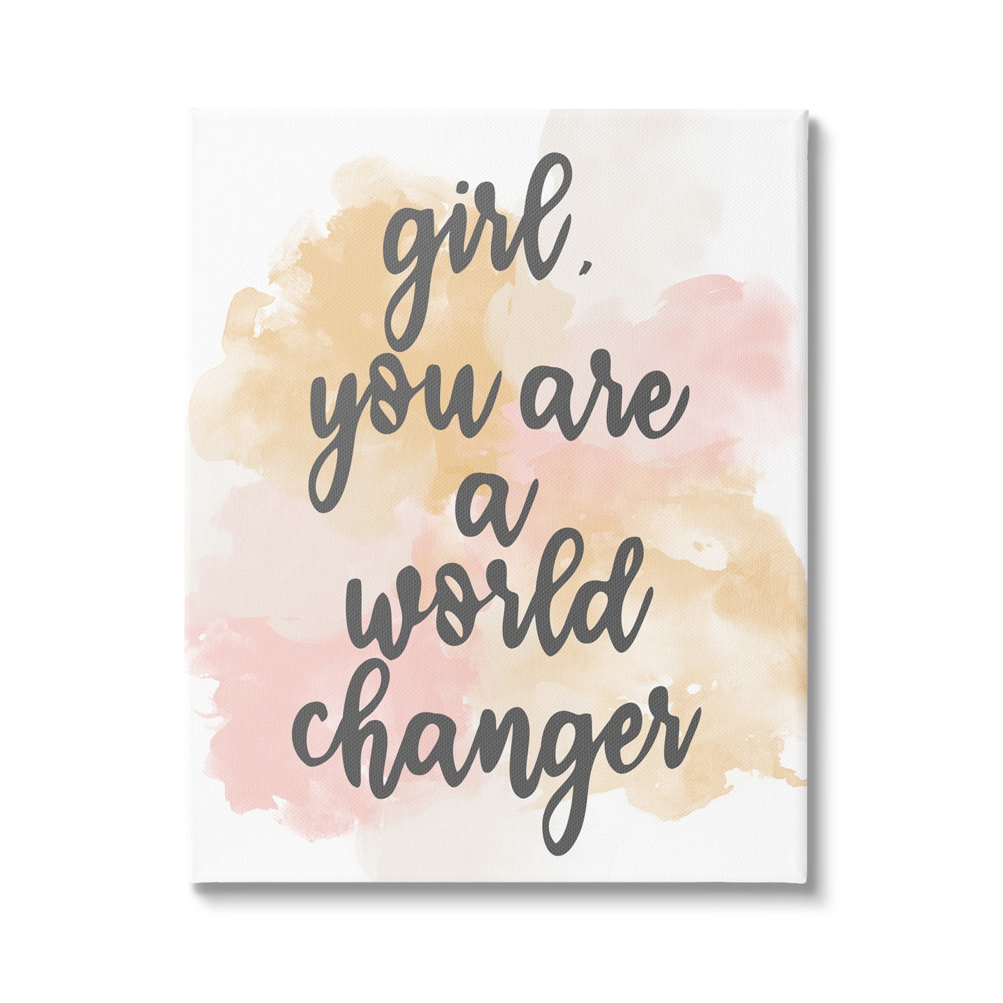 Stupell Industries World Changer Girl Empowering Pastel Calligraphy Phrase Canvas Wall Art, 16 x 20, Design by Kim Allen