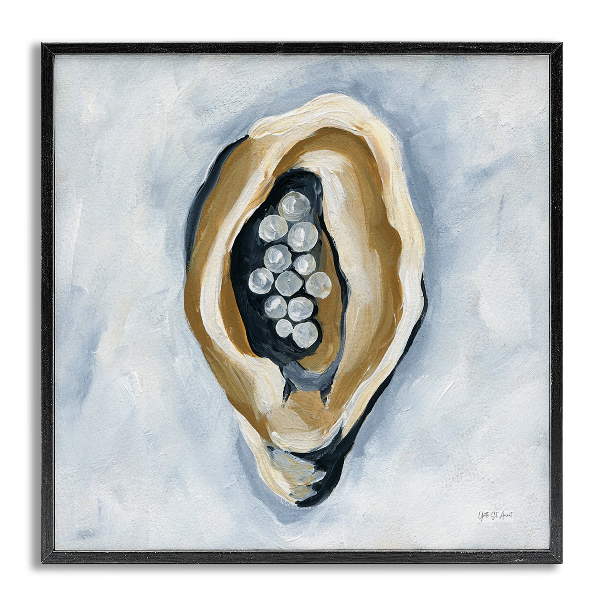 Stupell Industries World Is Your Oyster Coastal Painting Gray Framed Art Print Wall Art, 17 x 17