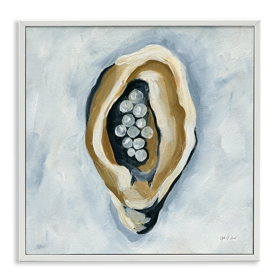 Stupell Industries World Is Your Oyster Coastal Painting White Framed Art Print Wall Art, 12 x 12