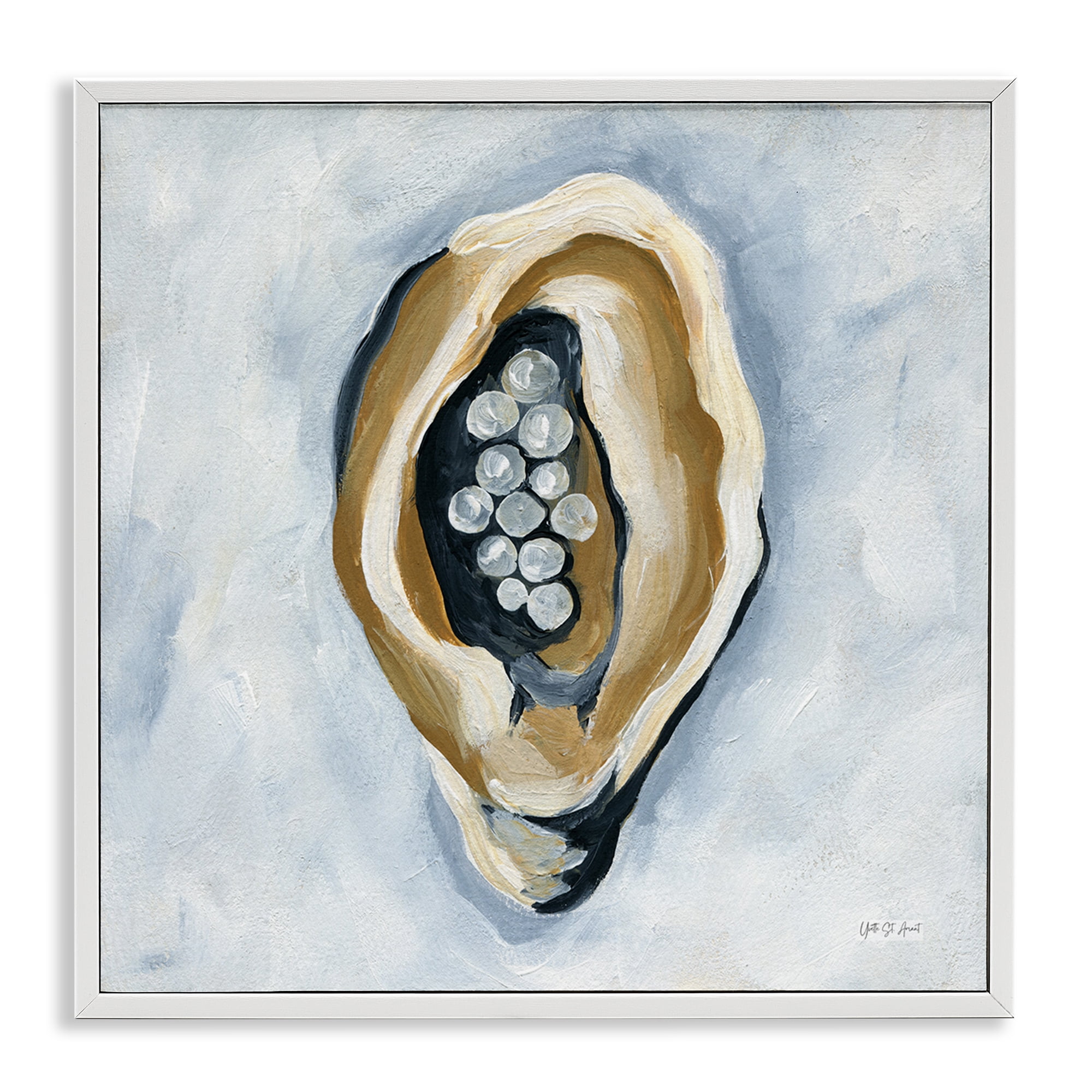 Stupell Industries World Is Your Oyster Coastal Painting White Framed Art Print Wall Art, 24 x 24