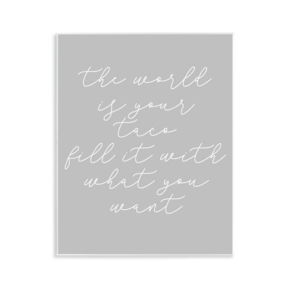 Stupell Industries World Is Your Taco Text & Numbers Painting Unframed Art Print Wall Art, 11 x 14
