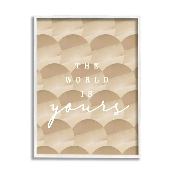 Stupell Industries World Is Yours Phrase Geometric Circle Pattern Framed Wall Art, 11 x 14, Design by Lil' Rue