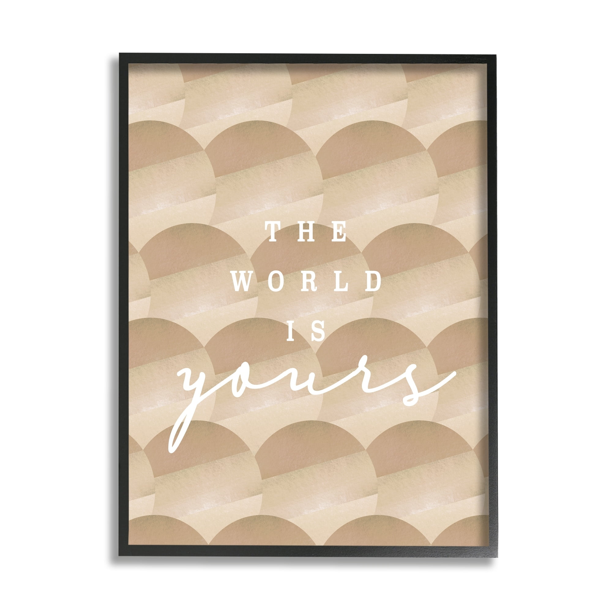 Stupell Industries World Is Yours Phrase Geometric Circle Pattern Framed Wall Art, 11 x 14, Design by Lil' Rue