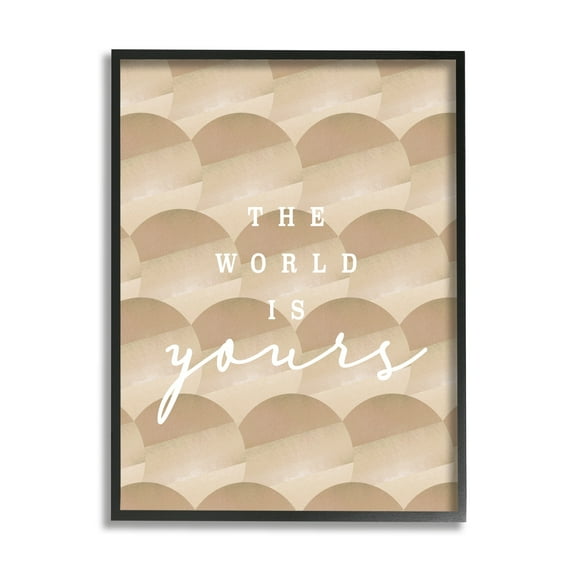 Stupell Industries World Is Yours Phrase Geometric Circle Pattern Framed Wall Art, 11 x 14, Design by Lil' Rue