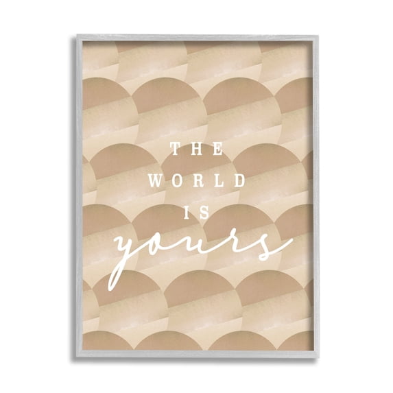 Stupell Industries World Is Yours Phrase Geometric Circle Pattern Framed Wall Art, 11 x 14, Design by Lil' Rue