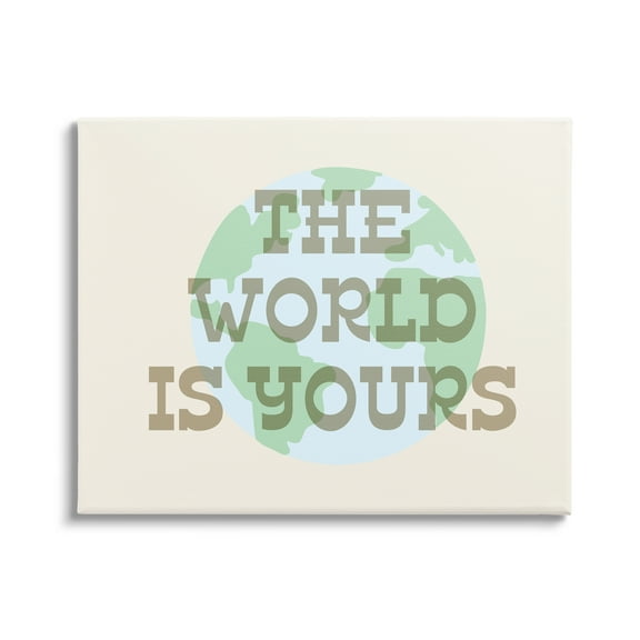 Stupell Industries World Is Yours Phrase Inspirational Painting Gallery Wrapped Canvas Print Wall Art, 20 x 16