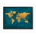 thumbnail image 1 of Stupell Industries World Map Gold Blue Texture Watercolor Chart Design Black Framed Art Print Wall Art, 24x30, by Beth Albert, 1 of 7