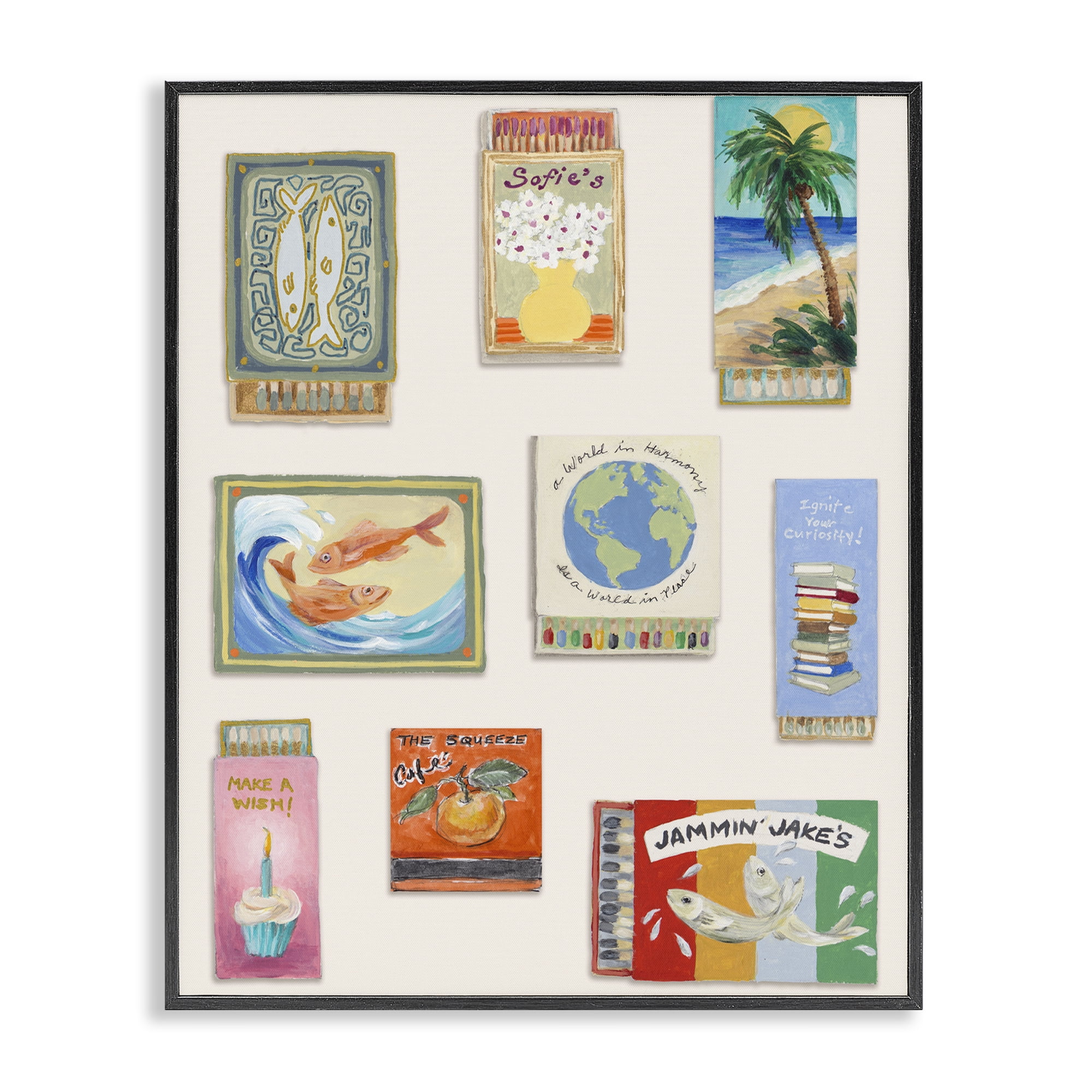 Stupell Industries World Matchbox Collection Black Framed Giclee Art, design by Lanie Loreth