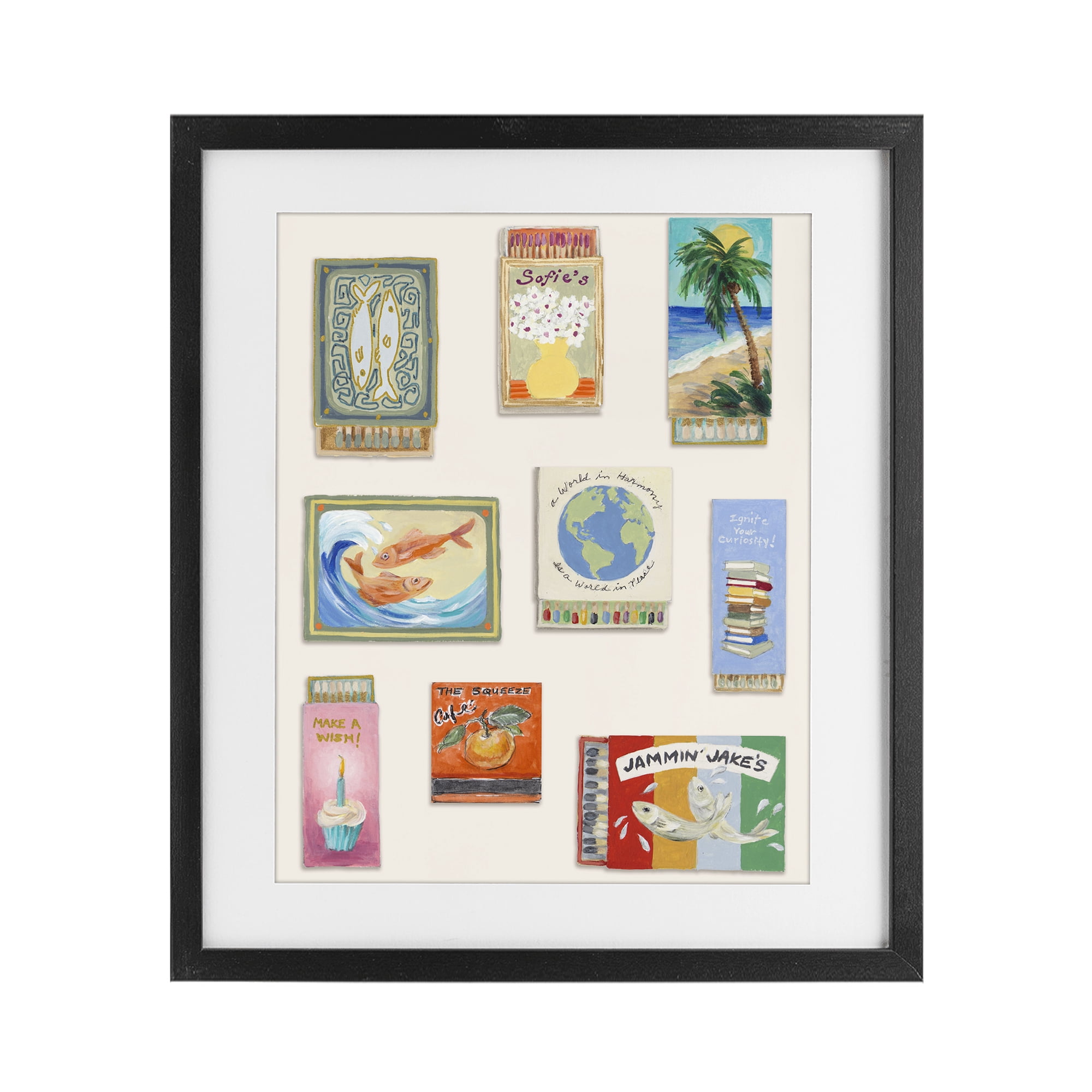 Stupell Industries World Matchbox Collection Black Framed Print Under Glass, design by Lanie Loreth