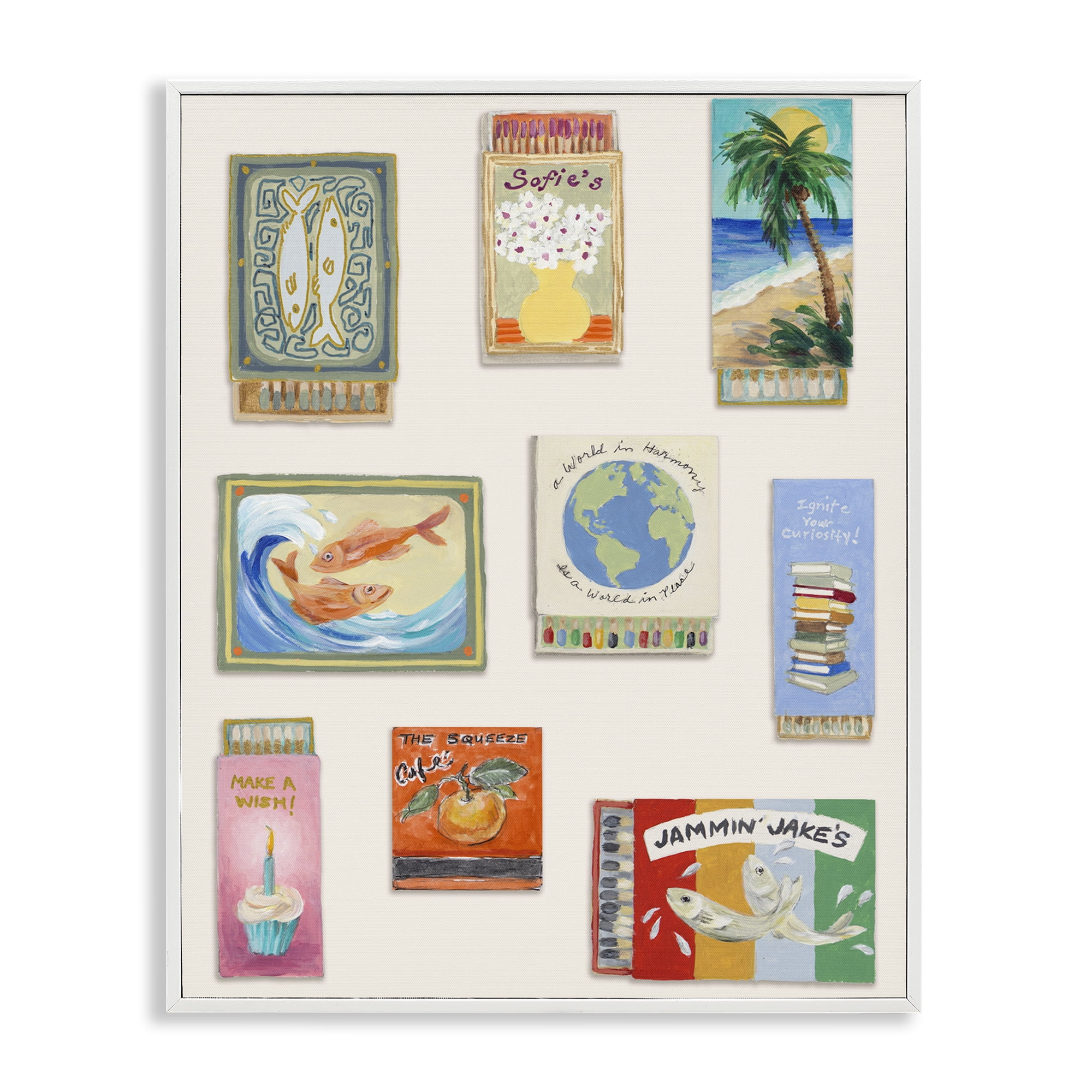 Stupell Industries World Matchbox Collection White Framed Giclee Art, design by Lanie Loreth