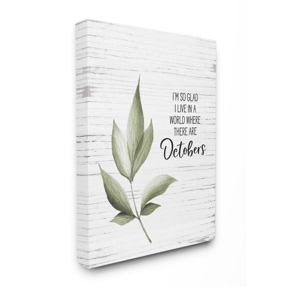Stupell Industries World Of Octobers Fall Leaves Autumn Seasonal DesignCanvas Wall Art By Artist Lettered and Lined