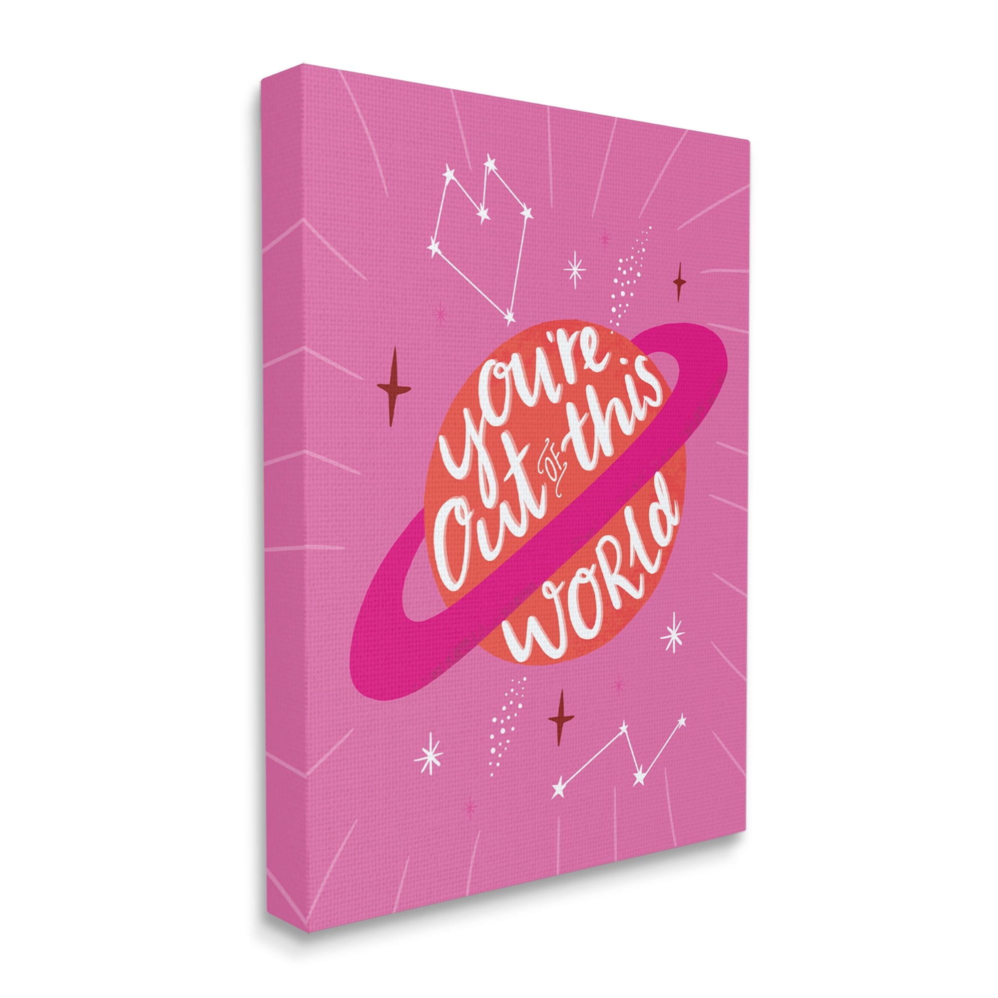 Stupell Industries You're Out of This World Phrase Valentine Pink Planet Novelty Painting Gallery-Wrapped Canvas Print Wall Art, 16 x 20, Design by Louise Allen