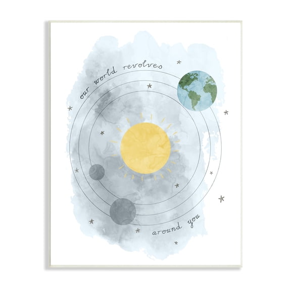 Stupell Industries World Revolves Around You Solar System Planetary Illustration , 13 x 19, Design by Daphne Polselli