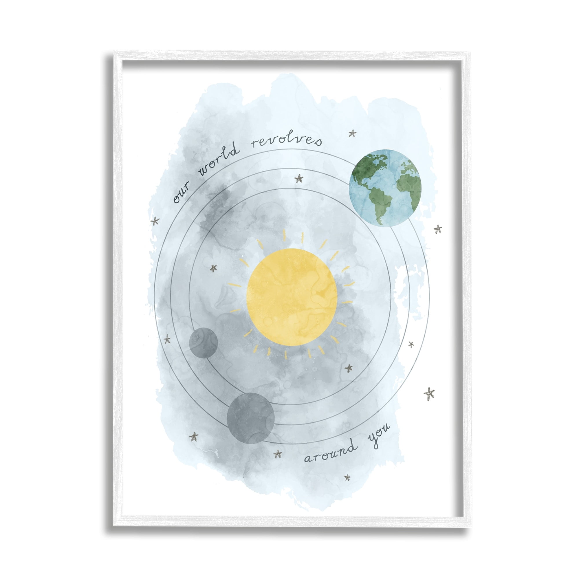 Stupell Industries World Revolves Around You Solar System Planetary Illustration , 16 x 20, Design by Daphne Polselli
