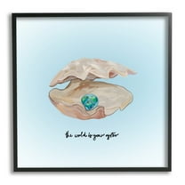 Stupell Industries World Your Oyster Phrase Animals & Insects Painting Black Framed Art Print Wall Art, 12 x 12