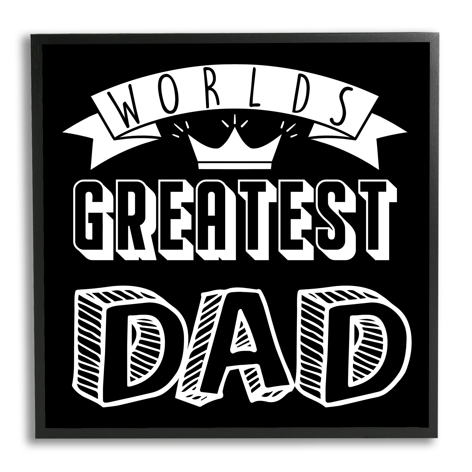 Stupell Industries Worlds Greatest Dad Cool Varied Typography Crown Design Framed Wall Art, 12 x 12, Design by Marcus prime
